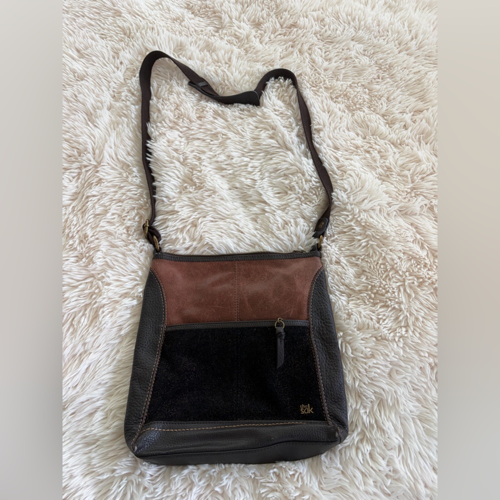 The Sak Brown and Black Leather Crossbody Bag - Picture 1 of 5